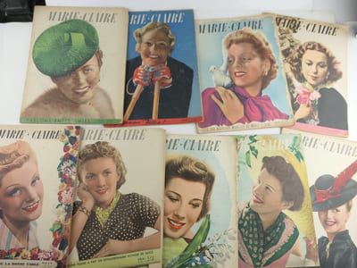 MARIE-CLAIRE. Hebdomadaire féminin créé par Jean Prouvost et Marcelle Auclair. REUNION DE 43 NUMÉROS. Numéro 65 du 27 mai 1938,n° 78, 83, 85, 86, 87, 88, 89, 90, 91, 92,94, 95,106,108,114,115,116,117,118,120,121,124,125,127,129,130,138,143,144,145,148,149,150,153,154,155,156,157,159,,160,167 au n°171 du 7 juin 1940