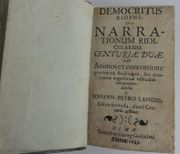 Democritus ridens : narrationum ridicularum. Centuriae duae. Ad Animos ex contentione graviorum studiorum, seu quorumvis negotiorum lassitudine relaxandos : Selecte à Johann-Petro Langio. Editio secunda, altera Centuria auctior.  par Johann-Petro Langio (Johann-Peter Lange) - Image 3