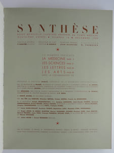 SYNTHESE. Revue Mensuelle réservée au corps médical. Quatrième année. Numéro 12. Décembre 1936. Numéro consacré à la TCHECHOSLOVAQUIE.