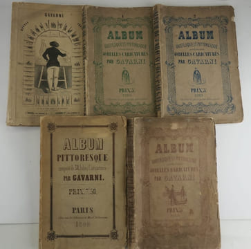 REUNION DE 5 ALBUMS PUBLIÉS ENTRE 1848 ET 1849 TOTALISANT 238 LITHOGRAPHIES: Album Pittoresque composé de 38 Jolies Caricatures : Le carnaval à Paris ...