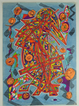 ART PSYCHEDELIQUE. Dessin original en technique mixte (crayon gras, feutre, encre et fluo). Non signé.. Anonyme
