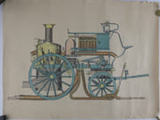 Dessin original. Travail d'élève de l'Ecole Saint Nicolas, présentant un projet de véhicule pour sapeurs pompiers, équipé d'un réservoir et de lances à eau. par Anonyme - Image 1