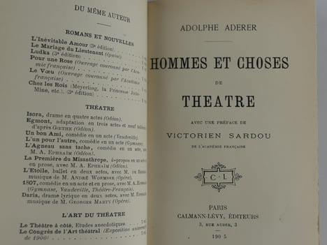 Hommes et Choses de Théâtre. ENVOI de l'auteur à Max Maurey ((auteur dramatique français). Shakespeare et Scribe. Balzac. Victore Hugo. Alexandre ...