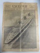 Journal L'EXCELSIOR daté de mai 1935. Numéro spécial consacré au paquebot NORMANDIE. 16 pages. 42,5 x 60 cm. par Paquebot NORMANDIE - Image 1