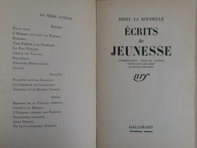 Ecrits de jeunesse 1917-1927. Interrogation - Fond de cantine - Suite dans les idées - Le jeune européen. 3e édition.