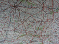 Carte Taride Routière n°9. Bretagne (Sud) Carte dépliante en couleurs  70 x 90 cm. Echelle 1 / 250000e. Distances kilométriques. tirage en 4 couleurs. (circa 1920)