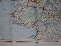 Carte Taride Routière n°9. Bretagne (Sud) Carte dépliante en couleurs  70 x 90 cm. Echelle 1 / 250000e. Distances kilométriques. tirage en 4 couleurs. (circa 1920)