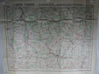 Carte Taride Routière n°11. Bourgogne, Morvan, Nivernais.  Carte entoilée en couleurs  70 x 90 cm. Echelle 1 / 250000e. Distances kilométriques. Tirage en 4 couleurs. (circa 1920)