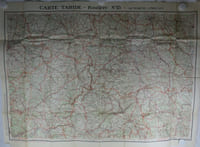 Carte Taride Routière n°15. Auvergne, Limousin Carte entoilée en 5couleurs  70 x 90 cm. Echelle 1 / 250000e. Distances kilométriques. Tirage en 5 couleurs. (circa 1920)