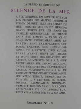 Le silence de la mer. La marche à l'étoile. Les Armes de la nuit. Avec une lettre inédite de l'auteur et huit pointes sèches de Hermine David. . ...