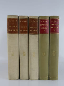 Ensemble de 5 ouvrages sur Paris : Environs de Paris. 2 volumes. 1ère et 2ème série. Tableaux de Paris. Coins de Paris, préface de Victorien Sardou. ...
