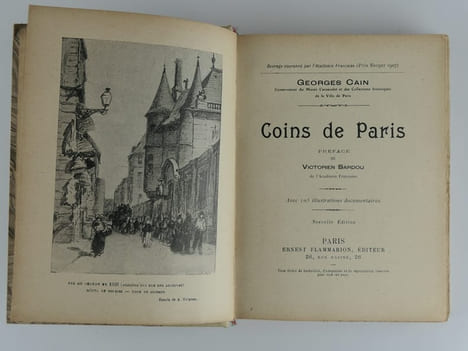 Ensemble de 5 ouvrages sur Paris : Environs de Paris. 2 volumes. 1ère et 2ème série. Tableaux de Paris. Coins de Paris, préface de Victorien Sardou. ...