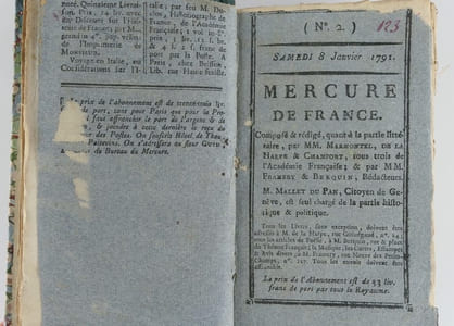Mercure de France, 9 numéros, du 1er Janvier 1791 au 26 février 1791 : N° 1 - 2 - 4 - 5 - 6 - 7 - 8 - 9.