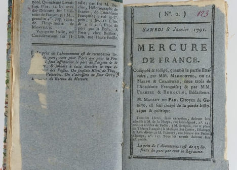 Mercure de France, 9 numéros, du 1er Janvier 1791 au 26 février 1791 : N° 1 - 2 - 4 - 5 - 6 - 7 - 8 - 9. . Composé et rédigé, quant à la partie ...
