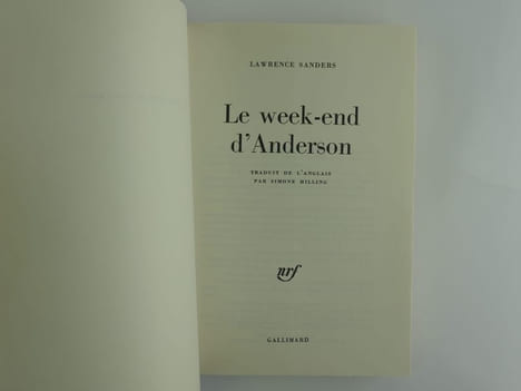 LE WEEK-END D'ANDERSON. (The Anderson Tapes) Traduit de l'anglais par Simone Hilling. Illustration de couverture de Dimitri Selesneff. Lawrence ...