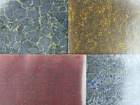 (RELIURE- RESTAURATION) Ensemble de 4 papiers marbrés anciens, à motif caillouté et glacés, faits main.