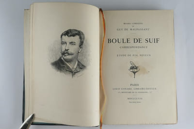 OEUVRES COMPLETES de Guy de Maupassant. Augmentées de Notes, de la Correspondance et de 35 Nouvelles inédites, Ecrites de 1881 à 1892.  Boule de Suif.  Des Vers. Lettres de Madame Laure de Maupassant à Gustave Flaubert - La maison Tellier - Mademoiselle Fifi - Une Vie - Contes de la Bécasse - Clair de lune - Les Soeurs Rondoli - Miss Harriet - Toine - Yvette - Bel-Ami -  Contes du jour et de la nuit - Monsieur Parent - La petite Roque - Mont-Oriol - Pierre et Jean - Le rosier de Madame Husson - Fort comme la mort - La main gauche - La vie errante - Notre Coeur - L'inutile beauté - Théâtre - Oeuvres posthumes 1 et 2 : Le Père Milon - Le Colporteur. Les dimanches d'un bourgeois de Paris. La vie d'un paysagiste. Etude sur Gustave Flaubert -  L'âme étrangère - L'Angélus. 26 volumes sur 29.