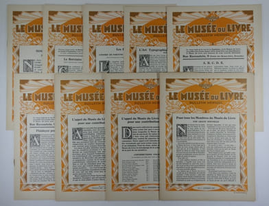 Le Musée du Livre. Bulletin Mensuel. Année complète du numéro 1 à 10, d'Octobre 1928 à juillet 1929 (pas de parution en août et septembre)