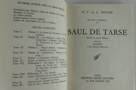 Saul de Tarse. Mystère en quatre Tableaux. Suivi de Daïnos et de diverses traductions. O.V. de L. MILOSZ