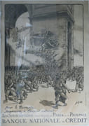 (PREMIERE GUERRE MONDIALE) Affiche Guerre 1914-1918:  4e Emprunt National. "Pour le triomphe Souscrivez à l'emprunt national, les souscriptions sont reçues à Paris et en Province / Banque Nationale de Crédit" par SEM