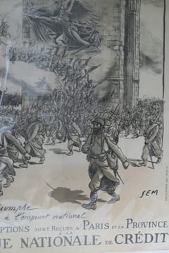 (PREMIERE GUERRE MONDIALE) Affiche Guerre 1914-1918: 4e Emprunt National. "Pour le triomphe Souscrivez à l'emprunt national, les souscriptions sont ...