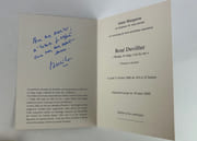René DUVILLIER Réunion de 3 catalogues d'exposition : 1. René Duvillier, Rétrospective de 1954 à 1989. Musée de Morlaix, 7 juillet - 15 octobre 1989. ENVOI de Duvillier au critique d'art Jean-Dominique Rey. 64p. // 2.  Duvillier Le Ciel et la Mer, Galerie Larock-Granoff, du 10 mars au 10 avril 1993. Texte de Christopher Lucken, accompagné d'un texte de celui-ci  sur la création chez D. et d'une carte blanche signée par Duvillier // 3. Duvillier. Rouge, le sang c'est la vie, Galerie Alain Margaron - Exposition du 17 février au 18 mars 2000, 51p. Complet du carton d'invitation, avec ENVOI de l'artiste par René DUVILLIER - Image 3
