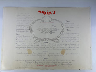 (Menu) RESTAURANT " MAXIM'S ". Illustration de couverture par SEM. Format 26x37cm