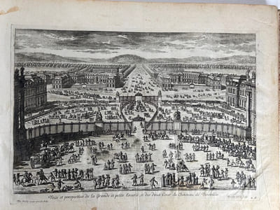 Réunion de 127 planches de la collection VEUE (vue) ET PERSPECTIVE sur les Château de Versailles, Fontainebleau, Chantilly, Marly, Noisy le Roi, Saint-Cloud, Meudon, Chilly, Maison, Montceaux, Raincy