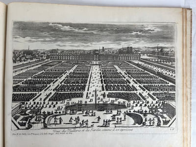 Réunion de 127 planches de la collection VEUE (vue) ET PERSPECTIVE sur les Château de Versailles, Fontainebleau, Chantilly, Marly, Noisy le Roi, Saint-Cloud, Meudon, Chilly, Maison, Montceaux, Raincy
