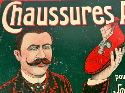 PUBLICITE Chaussures anglaises - Marque DOMINO. Renommées pour la solidité et le chaussant parfait. Spécialité de Guêtres moulées en Cuir. Guêtres  en drap de différentes couleurs pour Hommes, Femmes et Enfants. Nestor Charon chaussures. Houdeng-Aimeries (Hainaut)