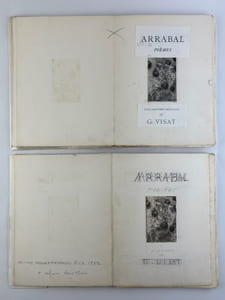LIVRE D'ARTISTE - MAQUETTES pour "Poèmes - Cinq gravures originales de Visat", en deux états.