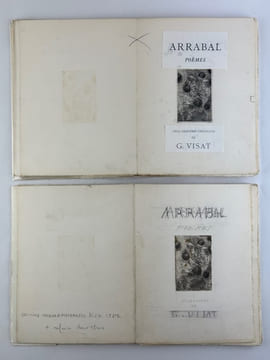 LIVRE D'ARTISTE - MAQUETTES pour "Poèmes - Cinq gravures originales de Visat", en deux états. . ARRABAL - Georges VISAT