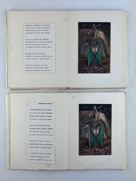 LIVRE D'ARTISTE - MAQUETTES pour "Poèmes - Cinq gravures originales de Visat", en deux états. . ARRABAL - Georges VISAT