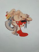 (CURIOSA) ALBERT DUBOUT. Thémis au secours de la légende de Phryné à Abélard. Suite complète de 6 pochoirs érotiques et humoristiques pour accompagner le livre de Raymond Hesse. par Albert Dubout - Image 2