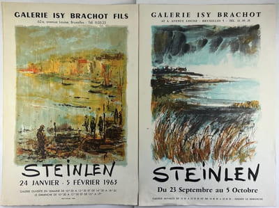 2 affiches STEINLEN lithographiées pour la Galerie Isy Brachot. 24 janvier - 5 février 1963 (imprimerie René Guillard) & 23 Septembre au 5 octobre