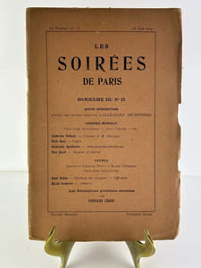 Les Soirées de Paris 15 juin 1914 - Numéro 25. SOMMAIRE : Quatre reproductions d'après les oeuvres récentes d'ALEXANDRE ARCHIPENKO. Chronique mensuelle : Guillaume Apollinaire - Jean Cérusse etc. Ambroise Vollard : Cézanne et M. Chocquet. Roch Grey : Capri. G. Apollinaire : Simultanisme -Librettisme. Max Jacob : Surprise et Charme. Poèmes : Soffici - Léonard Pieux - Blaise Cendrars - Guillaume Apollinaire. René Dalize : Chanson du voyageur - Offrande. Blaise Cendrars : Amours. Les réalisations picturales par FERNAND LEGER