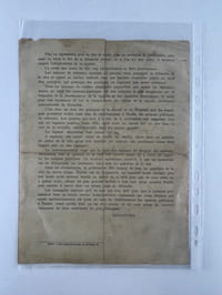 (EPHEMERE - PROSTITUTION) Pétition adressée A Messieurs les Président et Membres du Conseil communal de la ville de Namur, le 15 avril 1900 contre "toute intention de l'Administration communale de rétablir à Namur, les maison de tolérance et en tout cas subsidiairement contre toute idée de rétablir de telles maisons au centre de la ville à proximité de la Grand'Place." (feuille imprimée recto-verso. )