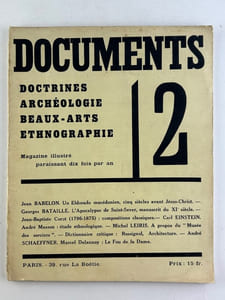 Documents. Numéro 2. Doctrines, archéologie, beaux-arts, ethnographie. Mai 1929. Jean BABELON. Un Eldorado macédonien, cinq siècles avant Jésus-Christ. - Georges BATAILLE. L'Apocalypse de Saint-Sever, manuscrit du XIe siècle. - Jean-Baptiste COROT (1796-1875) : compositions classiques. Carl EINSTEIN. André Masson : étude ethnologique. Michel LEIRIS. A propos du "Musée des sorciers". - Dictionnaire critique : Rossignol, Architecture. - André SCHAEFFNER. Marcel Delannoy : Le Fou de la Dame.