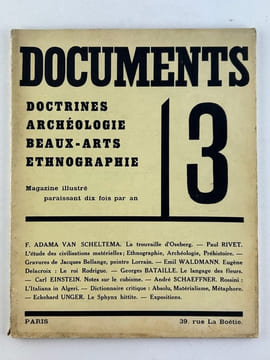 Documents. Numéro 3. Doctrines, archéologie, beaux-arts, ethnographie. Juin 1929. F. ADAMA VAN SCHELTEMA. La trouvaille d'Oseberg. - Paul RIVET. ...