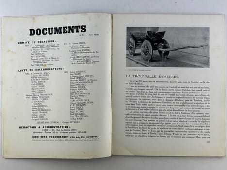 Documents. Numéro 3. Doctrines, archéologie, beaux-arts, ethnographie. Juin 1929. F. ADAMA VAN SCHELTEMA. La trouvaille d'Oseberg. - Paul RIVET. ...
