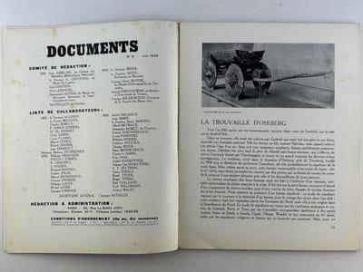 Documents. Numéro 3. Doctrines, archéologie, beaux-arts, ethnographie. Juin 1929. F. ADAMA VAN SCHELTEMA. La trouvaille d'Oseberg. - Paul RIVET. L'étude des civilisations matérielles; Ethnographie, Archéologie, Préhistoire. - Gravures de Jacques Bellange, peintre lorrain. - Emil WALDMANN. Eugène Delacroix : Le Roi Rodrigue. - Georges BATAILLE. Le langage des fleurs. - Carl EINSTEIN. Notes sur le cubisme. - André SCHAEFFNER. Rossini : L'Italiana in Algeri. - Dictionnaire critique : Absolu, Matérialisme, Métaphore. - Eckehard UNGER. Le Spynx hittite. Expositions.