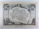 CARTE HISTORIEE -  DEPARTEMENT DE l'ALLIER . Carte ancienne (45x32cm) sur acier de l'ATLAS NATIONAL ILLUSTRÉ de Victor LEVASSEUR. 1856. Coloris ...