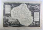 CARTE HISTORIEE - 11 DEPARTEMENT DE L'AVEYRON. Carte ancienne (45x32cm) sur acier de l'ATLAS NATIONAL ILLUSTRÉ de Victor LEVASSEUR. 1856. Coloris ...