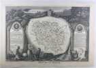 CARTE HISTORIEE - DEPARTEMENT DE LA CREUSE. Carte ancienne (45x32cm) sur acier de l'ATLAS NATIONAL ILLUSTRÉ de Victor LEVASSEUR. 1856. Coloris manuels ...