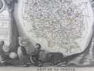 CARTE HISTORIEE - DEPARTEMENT DE LA CREUSE. Carte ancienne (45x32cm) sur acier de l'ATLAS NATIONAL ILLUSTRÉ de Victor LEVASSEUR. 1856. Coloris manuels ...