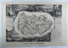 CARTE HISTORIEE - DEPARTEMENT DE LA MEURTHE. Carte ancienne (45x32cm) sur acier de l'ATLAS NATIONAL ILLUSTRÉ de Victor LEVASSEUR. 1856. Coloris ...