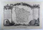 CARTE HISTORIEE - DEPARTEMENT DE LA NIEVRE. Carte ancienne (45x32cm) sur acier de l'ATLAS NATIONAL ILLUSTRÉ de Victor LEVASSEUR. 1856. Coloris manuels ...