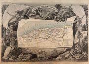 CARTE HISTORIEE - ALGÉRIE, COLONIE FRANÇAISE. Carte ancienne (45x32cm) sur acier de l'ATLAS NATIONAL ILLUSTRÉ de Victor LEVASSEUR. 1856. Coloris manuels d'époque.  par Victor LEVASSEUR.