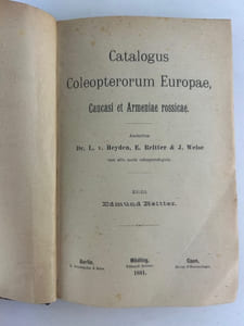 (REPERTOIRE) Catalogus Coleopterorum Europae, Caucasi et Armeniae rossicae.