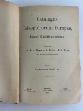 (REPERTOIRE) Catalogus Coleopterorum Europae, Caucasi et Armeniae rossicae. . Dr. L. v. HEYDEN, E. REITTER & J. WEISE